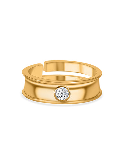 Radiant Love American Diamond Gold Plated Adjustable Ring for Her
