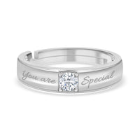 0.5 Carat Diamond Look Solitaire Adjustable Silver Ring For Him