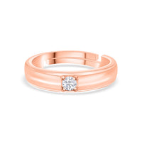 0.2 Carat Solitaire Adjustable Band Rose Gold Plated Ring for Women