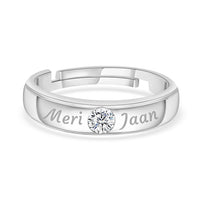 0.5 Carat Single Stone Adjustable Silver Ring For Men