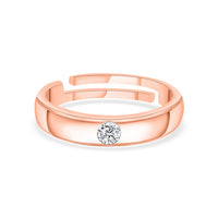 0.2 Carat Adjustable Minimalist Silver Rose Gold Ring For Women