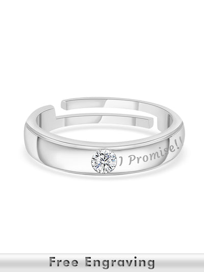 American Diamond Solitaire Silver Ring in 925 Sterling Silver - BIS Hallmarked