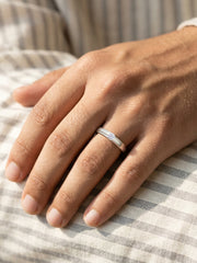 Minimal Spark American Diamond Silver Adjustable Men's Ring