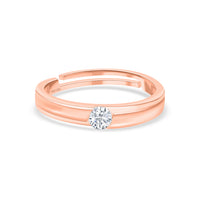 Minimal Spark American Diamond Rose Gold Adjustable Men's Ring