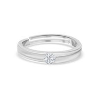Minimal Spark American Diamond Silver Adjustable Men's Ring