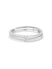 Minimal Spark American Diamond Silver Adjustable Men's Ring