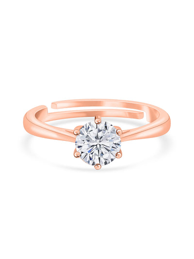 American Diamond Solitaire Silver Ring in 925 Sterling Silver - BIS Hallmarked