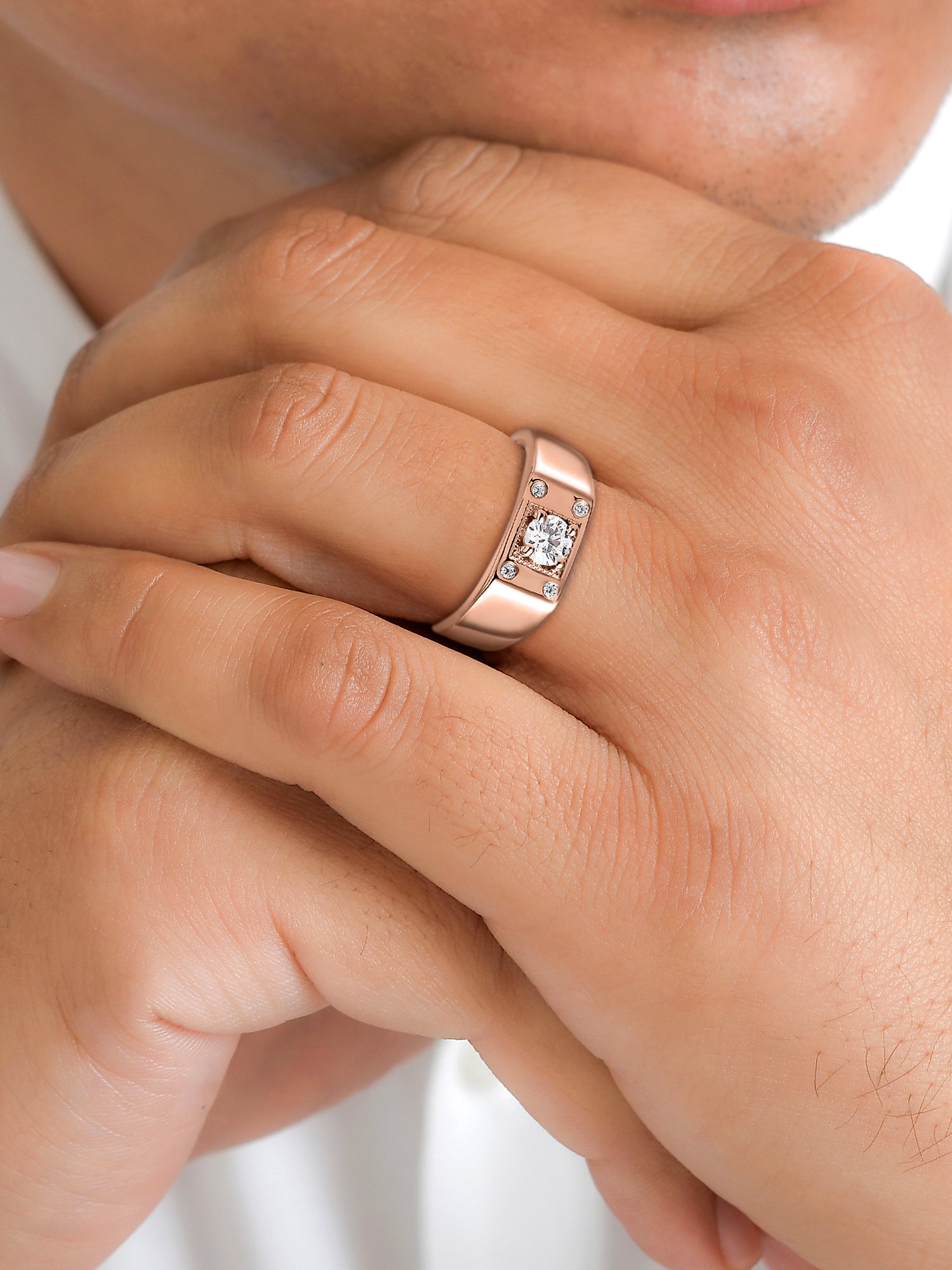 1 Carat Sunshine Adjustable Solitaire Rose Gold Ring For Men