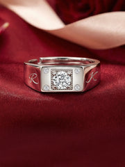 1 Carat Sunshine Adjustable Silver Solitaire Ring For Men