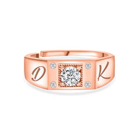 1 Carat Sunshine Adjustable Solitaire Rose Gold Plated Ring for Men