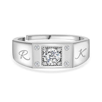 1 Carat Sunshine Adjustable Silver Solitaire Ring For Men