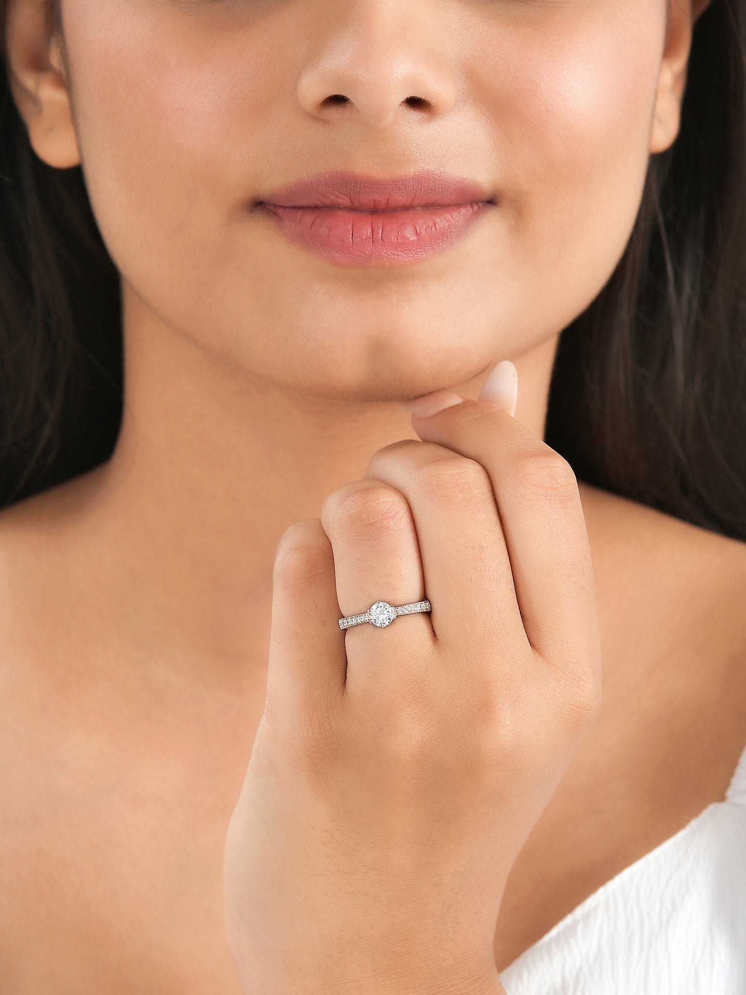 1.25 Carat Solitaire Rose Gold Adjustable Engagement Ring For Women