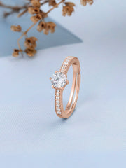 1.25 Carat Solitaire Rose Gold Adjustable Engagement Ring For Women