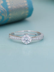 1.25 Carat Solitaire Adjustable Silver Ring For Women