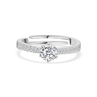 1.25 Carat Solitaire Adjustable Silver Ring For Women