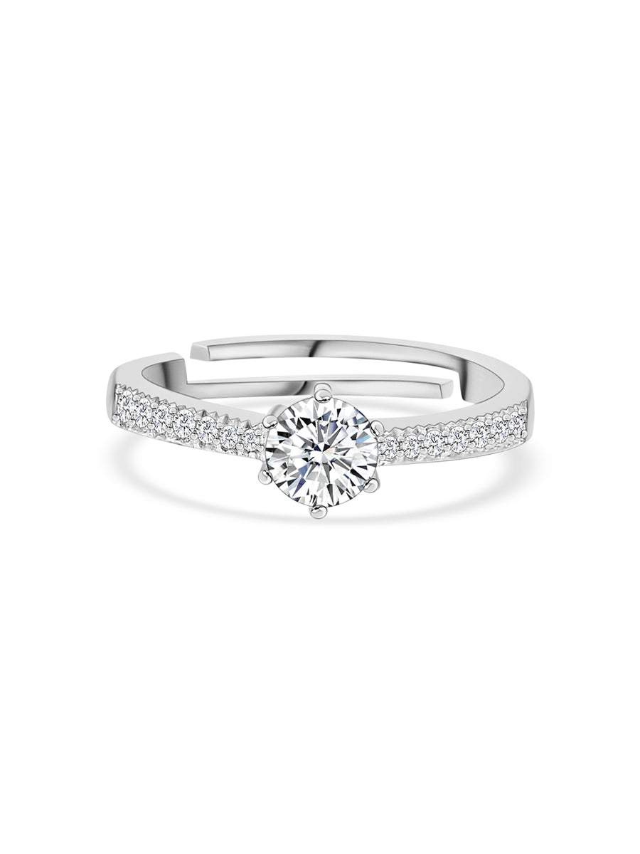 Shop Carat Solitaire Adjustable Silver Ring for Women