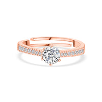 1.25 Carat Solitaire Rose Gold Adjustable Engagement Ring For Women