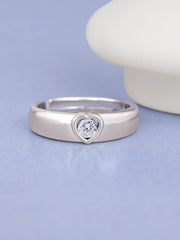 0.5 Carat Heart Adjustable Silver Band Ring For Men