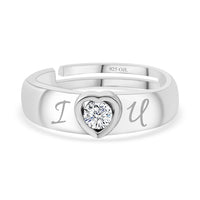 0.2 Carat Heart Silver Solitaire Ring for Women