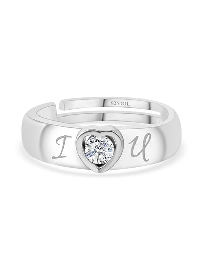 American Diamond Heart Silver Ring in 925 Sterling Silver - BIS Hallmarked