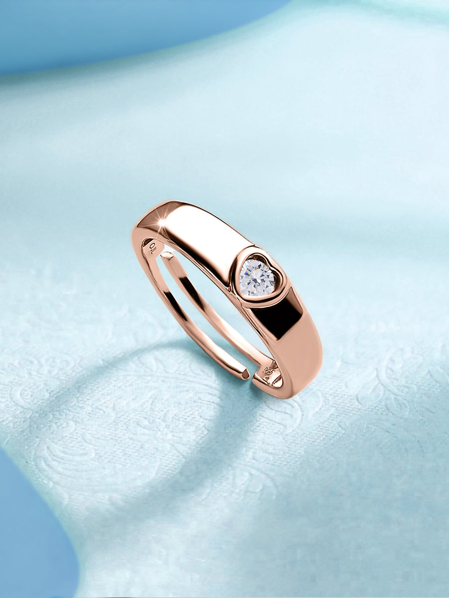 0.2 Carat Rose Gold Heart Solitaire Ring For Women