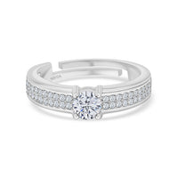 1 Carat Love Engagement Adjustable Silver Solitaire Ring For Women