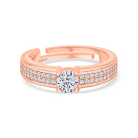 1 Carat Love Engagement Adjustable Rose Gold Plated Solitaire Ring