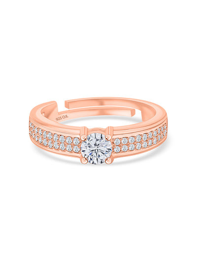 1 Carat Love Engagement Adjustable Rose Gold Solitaire Ring - Ornate Jewels Jewellery