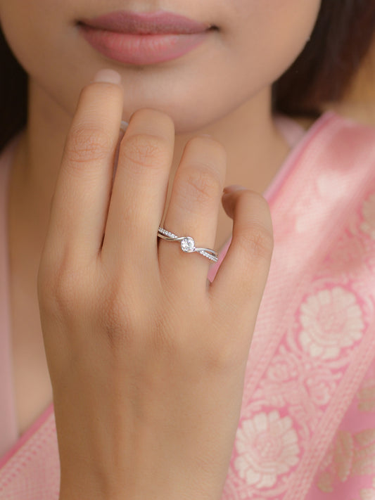 0.40 Carat American Diamond And Pure 925 Sterling Silver Ring For Women