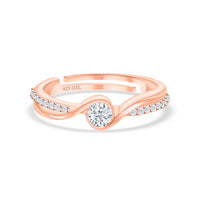 0.40 Carat American Diamond Rose Gold Silver Ring