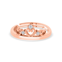 Crown Tiara Adjustable Rose Gold Silver Ring For Women