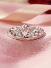 Crown Tiara Adjustable Silver Ring For Women
