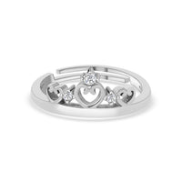 Crown Tiara Adjustable Silver Ring For Women