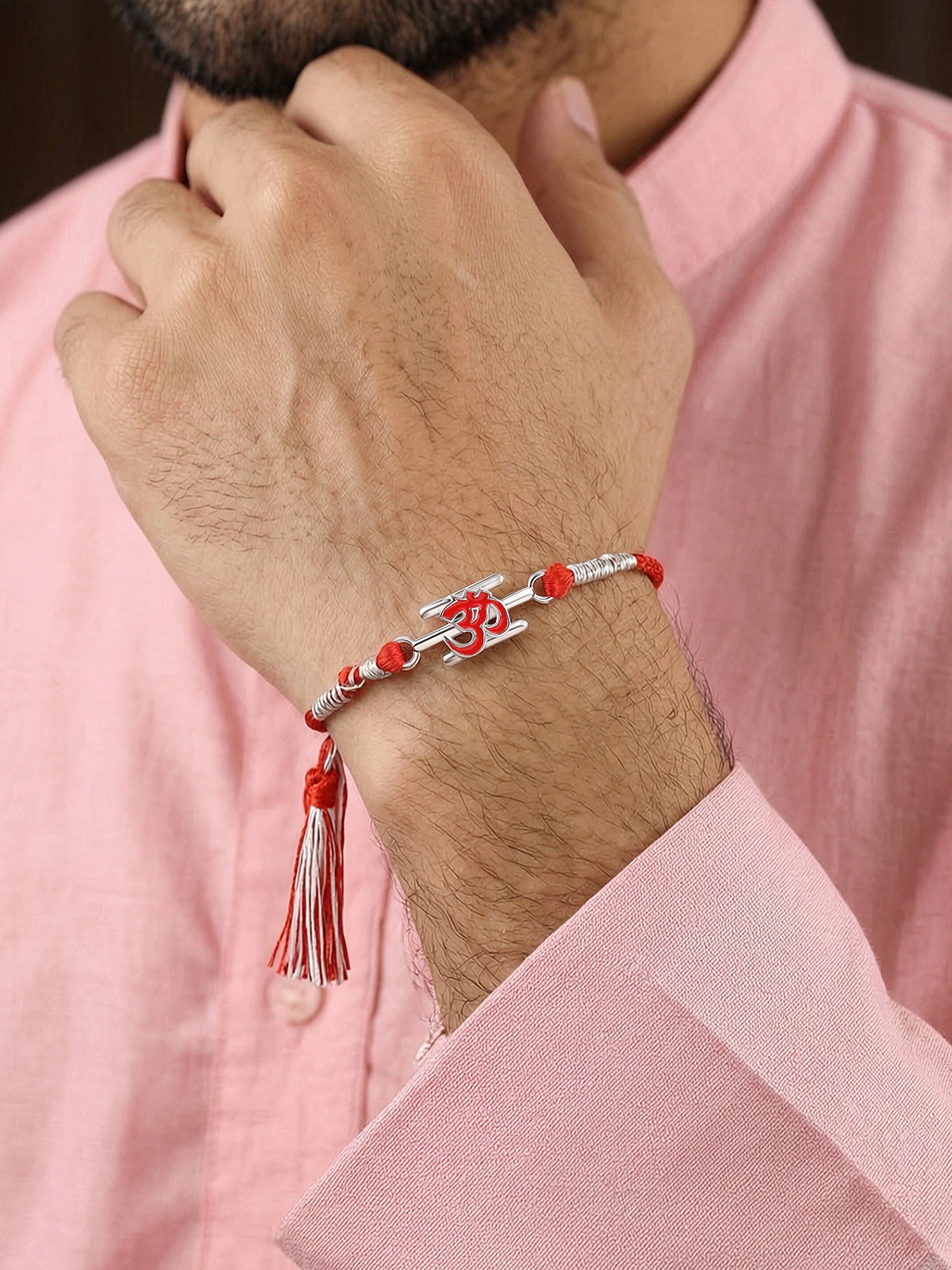 Om Symbol Silver Rakhi For Brother