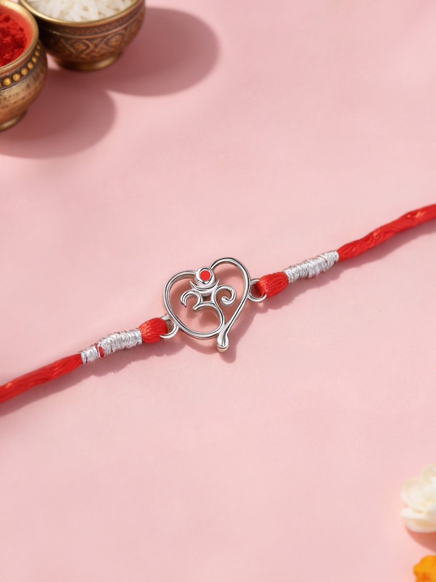 Om Enamelled 925 Silver Rakhi For Brother — Raksha Bandhan 2026