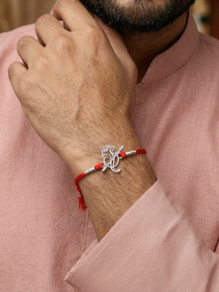 Ganesha Silver Rakhi For Brother