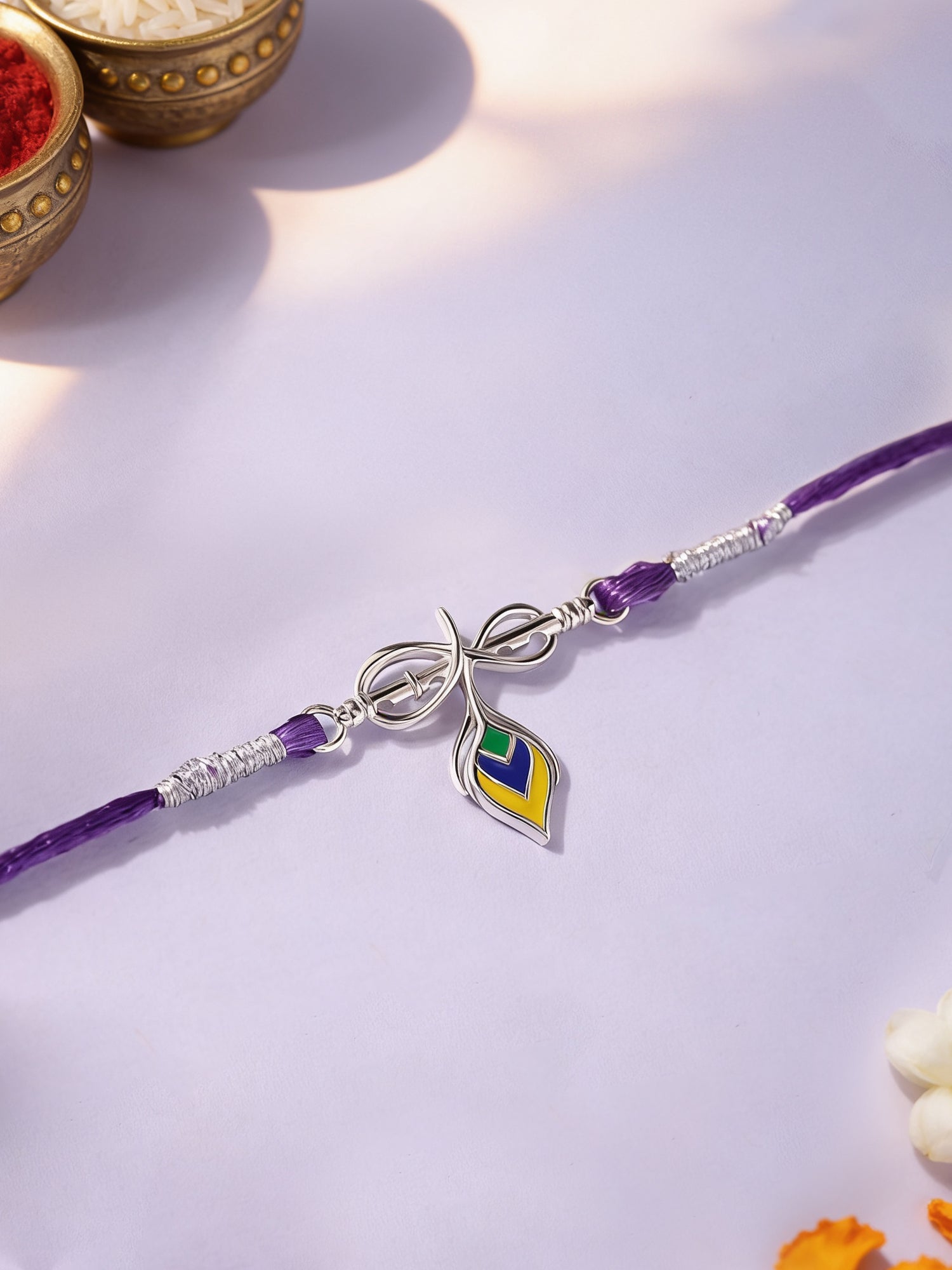 Krishna Symbol Divine Silver Rakhi