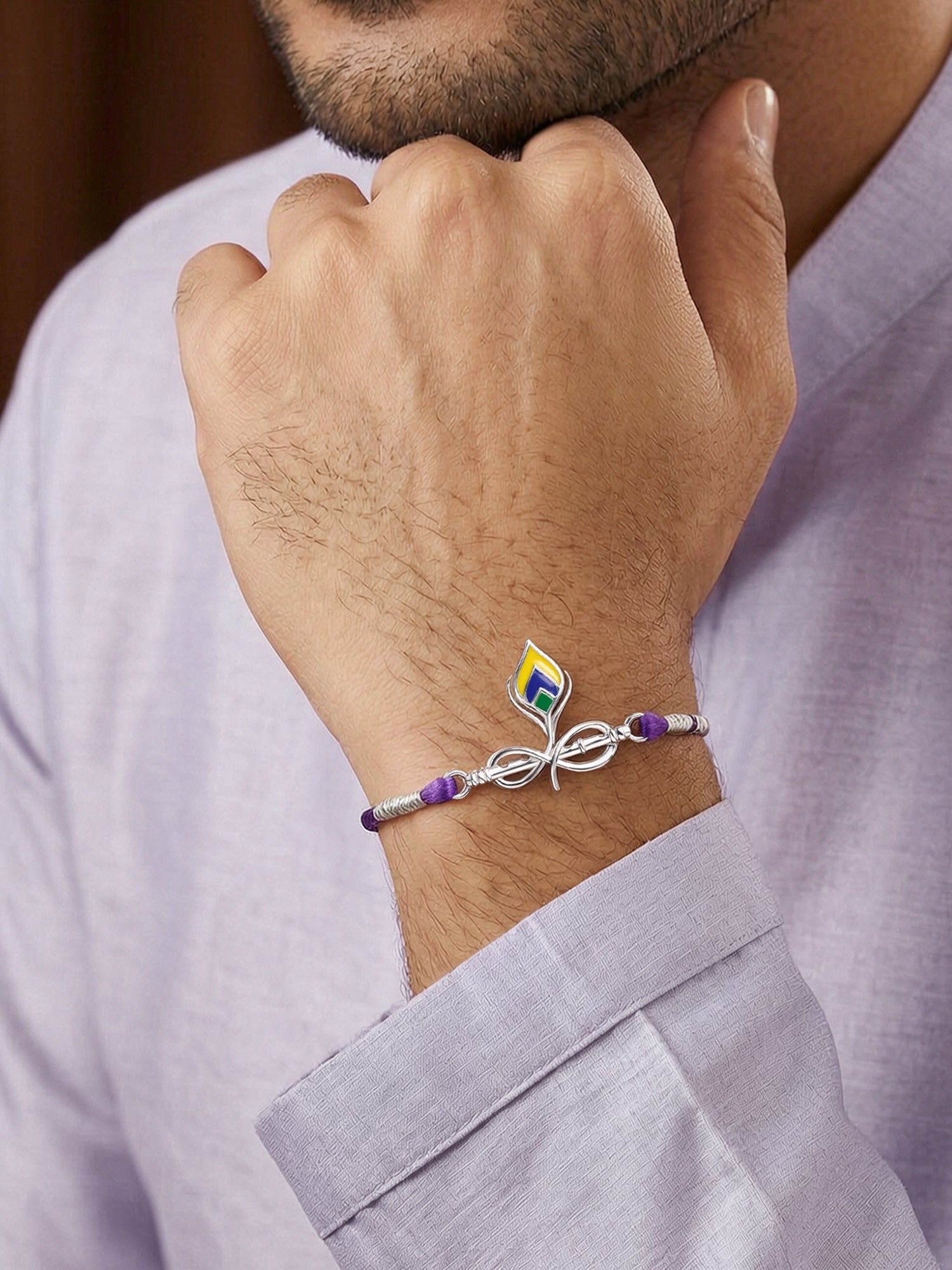 Krishna Symbol Divine Silver Rakhi