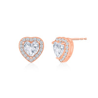 0.75 Carat Rose Gold American Diamond Heart Shaped Stud Earrings