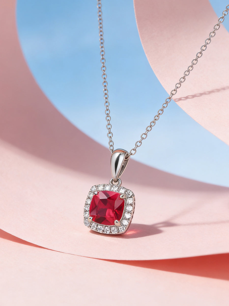 Maya Cushion Cut Ruby Necklace