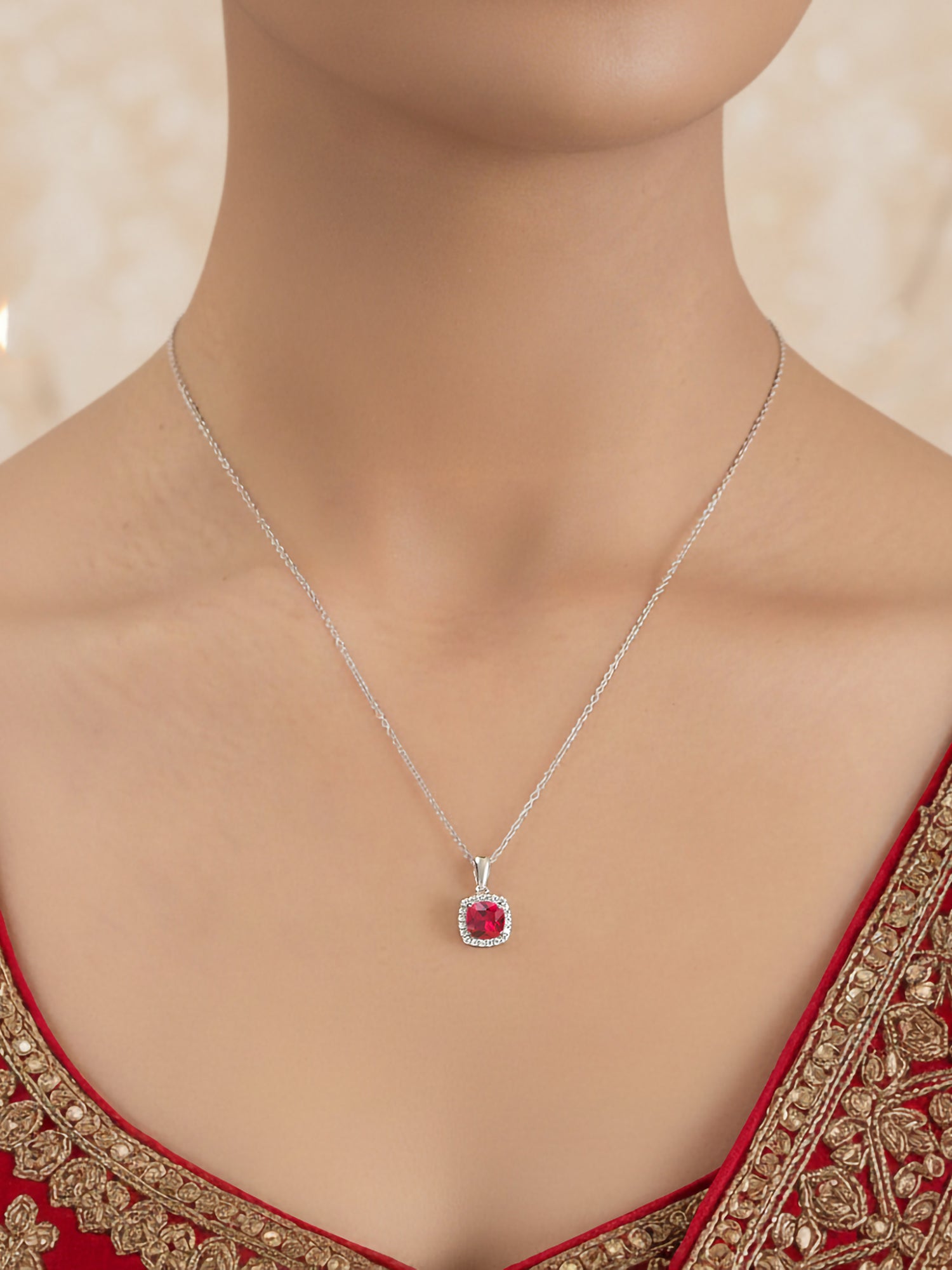 Maya Cushion Cut Ruby Necklace