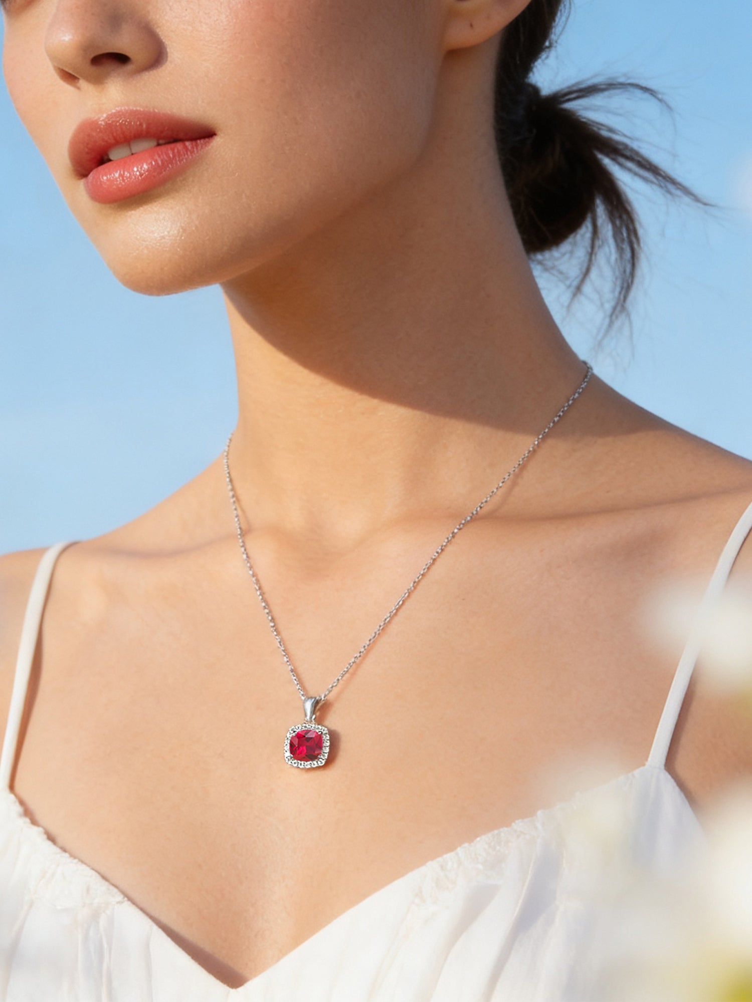 Maya Cushion Cut Ruby Necklace