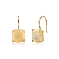 Elegant Yellow Sapphire Cushion Gold Plated Drop Earrings for Women
