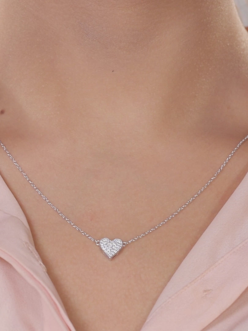Diamond Look Heart Necklace In 925 Silver-3