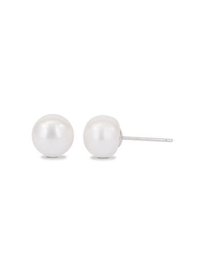 7.5 MM WHITE FRESHWATER PEARL STUD 925 SILVER EARRINGS