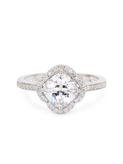 1.5 CARAT AMERICAN DIAMOND 925 SILVER RING IN FLOWER DESIGN-5