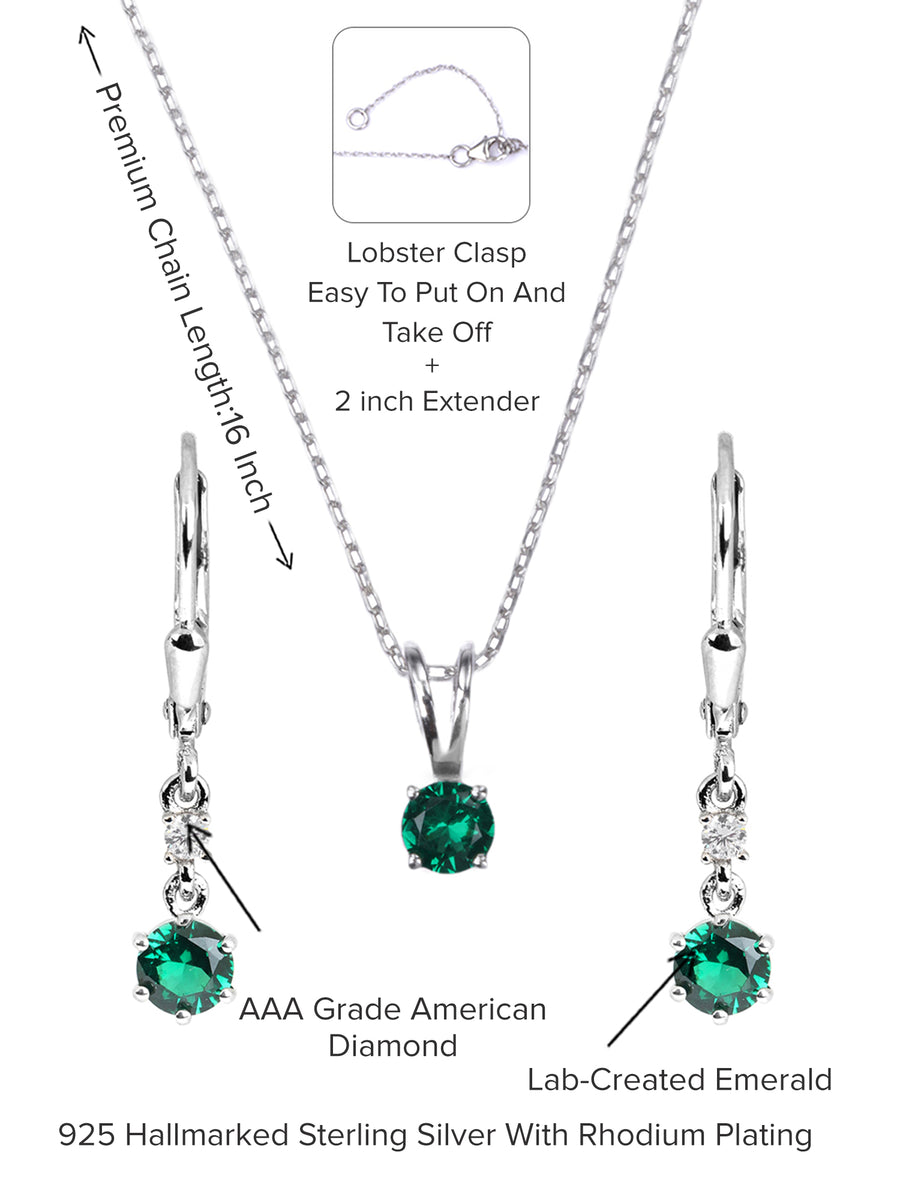 Emerald Nekclace Earring Set For Women