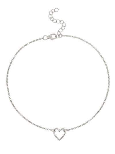 Love Filled Heart Silver Anklet-1
